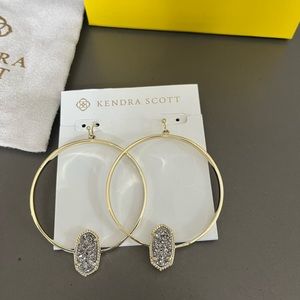 Kendra Scott Gold Elora Hoop Earrings with Platinum Drusy